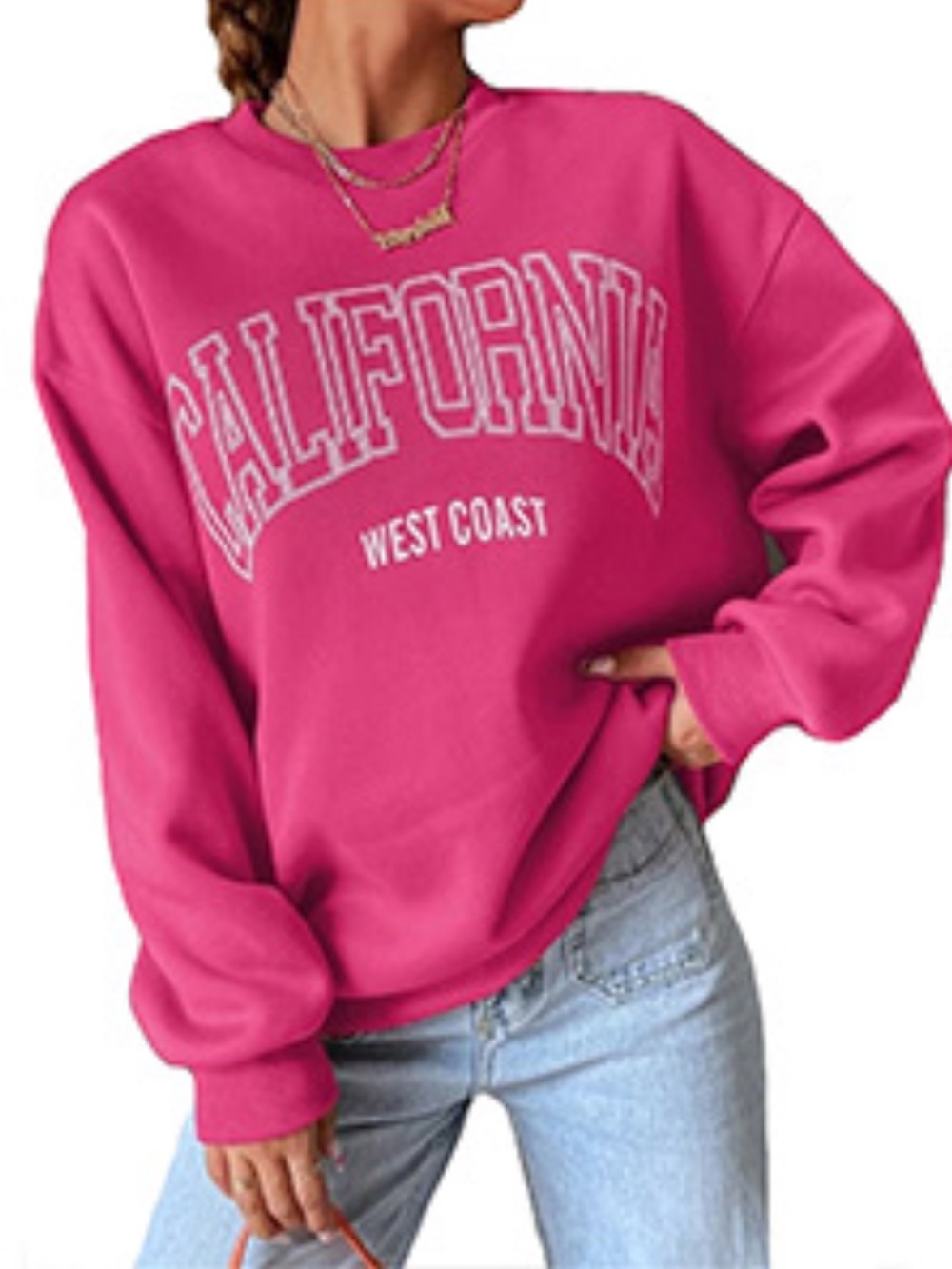 SHEIN Hot Pink Crewneck Sweatshirt